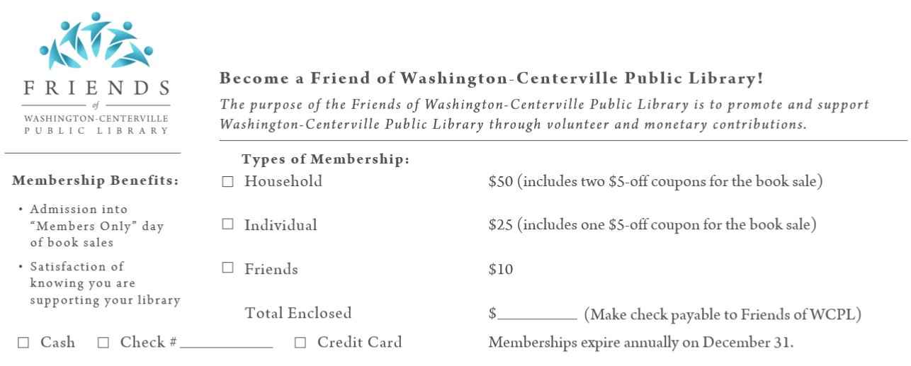 Membership Friends of the WashingtonCenterville Public Library